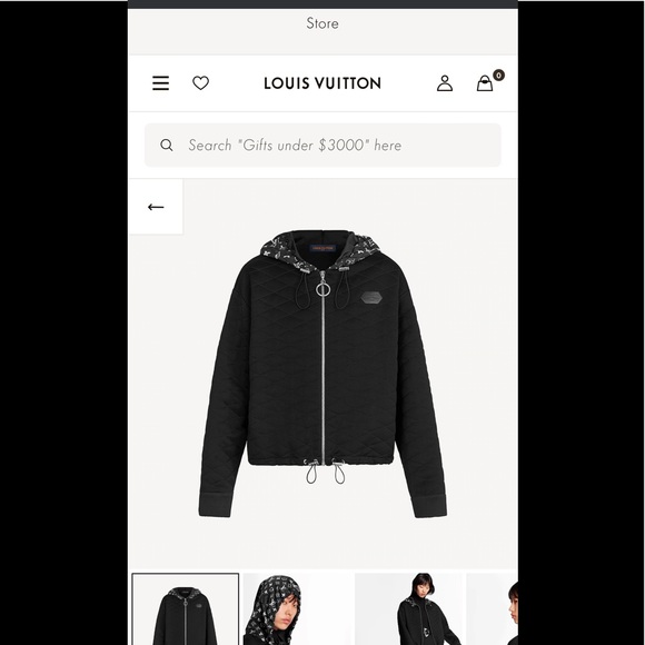 Louis vuitton quilted zip up hooded jacket with monogram hood